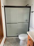 Semi-frameless Slider - Oil Rubbed Bronze + Rain Glass
