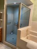 Semi-frameless door with Return panel - Bruched nickel + gray glass