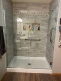 Heavy Glass Door & Sidelite - Brushed Nickel + Clear Glass