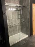 PL 50 Barn Style Shower Door - Chrome Hardware + Clear Glass